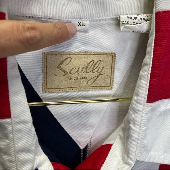 Scully American Flag Patriotic Embroidered Stars Button Down Long Sleeve Top - Picture 6 of 8